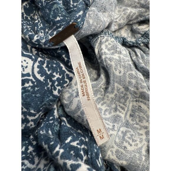 Free People Blue Paisley Print V-Neck Open Back Jumpsuit Size M 100% Viscose - Picture 6 of 8